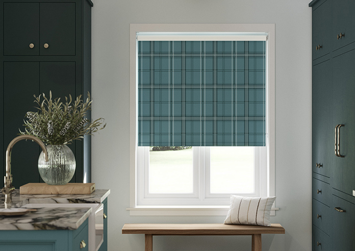 Montrose (Blackout), Tartan Teal - Twist&Fit Roller Blind - Image 3